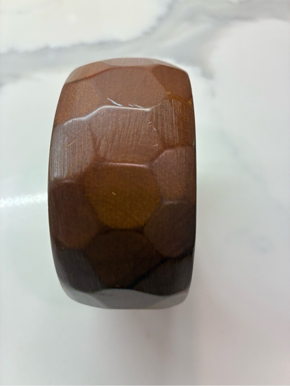 Women’s Brown Faceted Wooden Bangle Bracelet